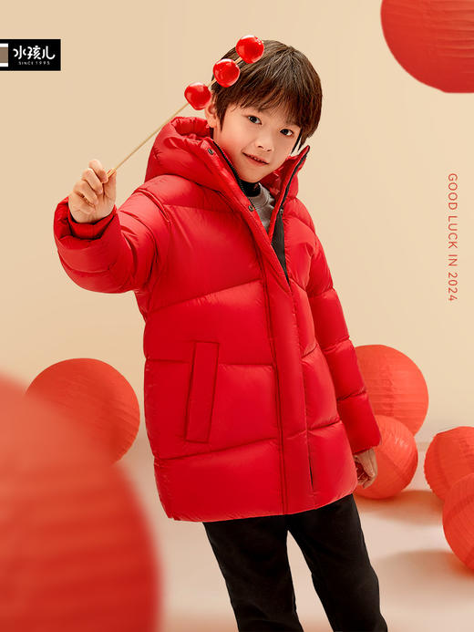 水孩儿童装冬上新女童羽绒服轻便保暖安心厚外套中长款鸭绒服 商品图1