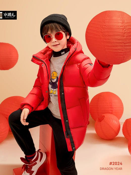 水孩儿童装冬上新女童羽绒服轻便保暖安心厚外套中长款鸭绒服 商品图0
