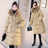 时尚设计感，冬季貉子毛领白鸭绒过膝连帽多口袋长款羽绒服HR-HBLJRD196 商品缩略图2