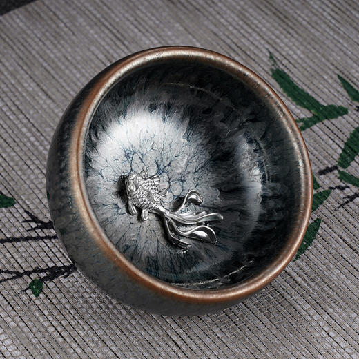 子佩集S990银【河清海晏】茶具【HH001】金鱼茶杯摆件2312 商品图1