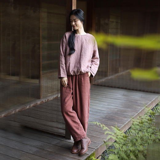 绽放926朵/御寒萝卜裤天宽松遮肉显瘦天丝亚麻加厚保暖休闲裤 商品图2