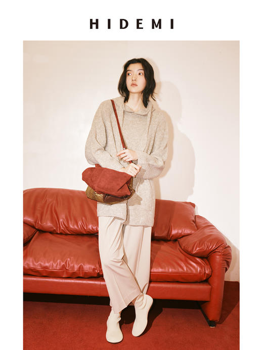 HIDEMI 节日系列限定羊驼毛粗针松弛感口袋连帽大毛衣 商品图1