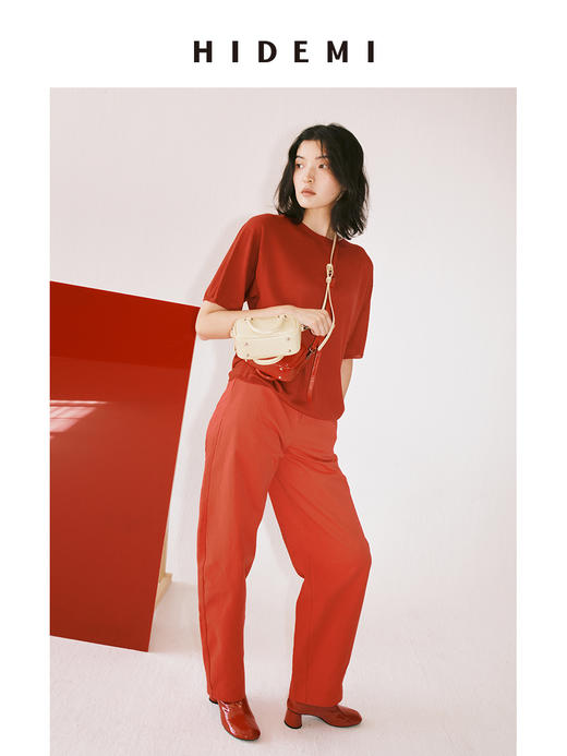 HIDEMI 节日系列红色限定斜纹高织水洗棉弯刀裤 商品图1