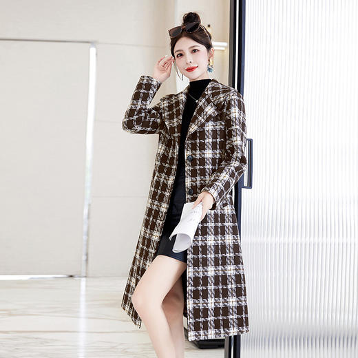 长款毛呢外套韩版时尚名媛小香风呢料大衣HR-WL72029 商品图3