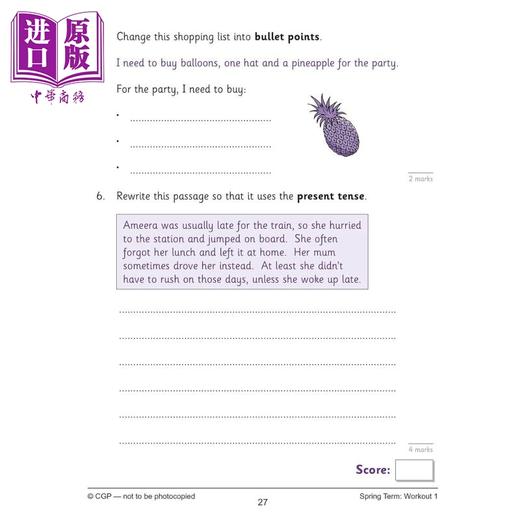 【中商原版】英国CGP KS2 English 10-Minute Weekly Workouts - Year 6 商品图2