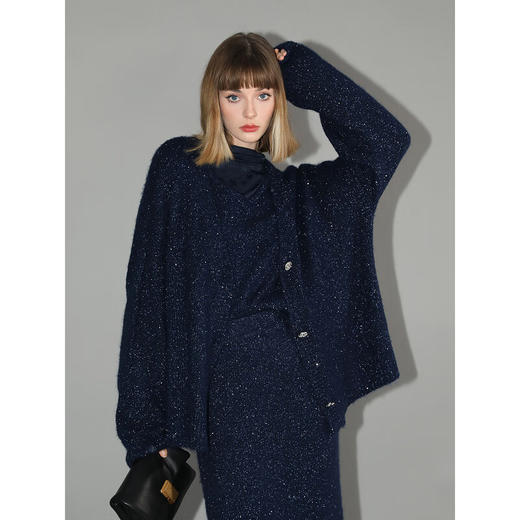 COCOBELLA细闪亮片加厚针织外套秋冬蓬松软糯开衫毛衣MZ189C 商品图3