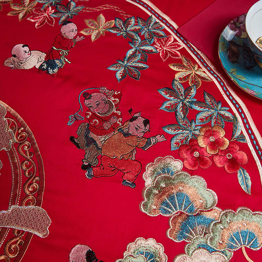 自然醒中式婚庆四件套全棉纯棉床单被套结婚床上用品新婚大红婚嫁40支GDS 商品图14