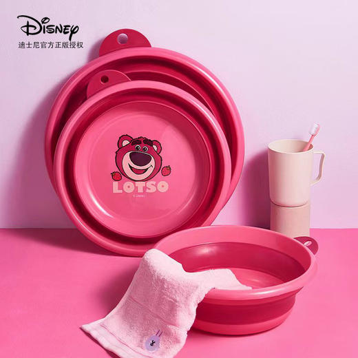 【家用可折叠！宝宝专属脸盆】Disney迪士尼可爱草莓熊加厚折叠盆，可悬挂洗脸盆，家用塑料洗衣，宝宝洗PP盆！ 商品图2