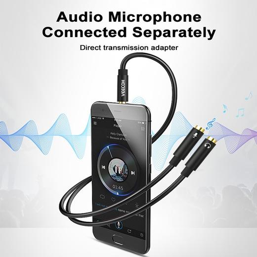 VEECOH 3.5mm耳机分路器 1公头至2母头(一音频输出一麦克风) VE-AU003B 商品图2