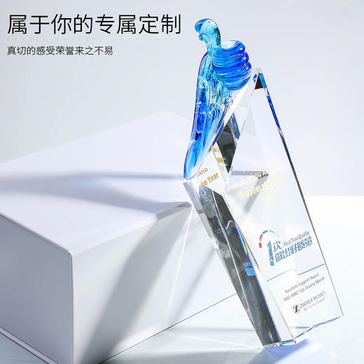 【琉璃】创意新款水晶高档奖杯定制定做玻璃奖牌纪念奖座颁奖刻字 商品图7
