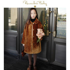 现货 / STAR | 进口面料制 咖金光泽感节日环保小皮草大衣