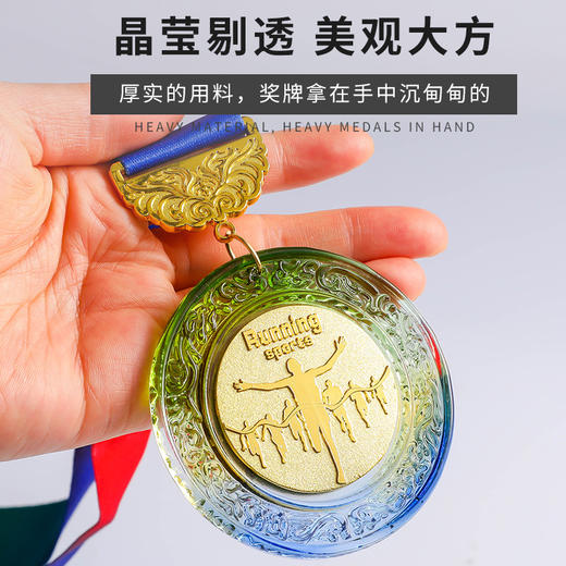 水晶奖牌挂牌定制订做高档创意奖杯篮球足球比赛荣誉金属纪念奖章 商品图4