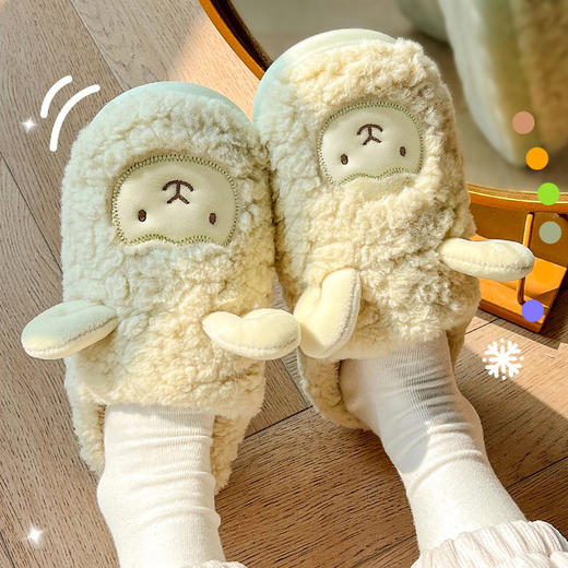 【萌化外物的小羊！专治怕冷星人】包跟棉拖鞋女冬季室内家用家居情侣，可爱毛毛拖鞋男小羊棉鞋冬，生动可爱 加厚毛绒 敲温暖 商品图9