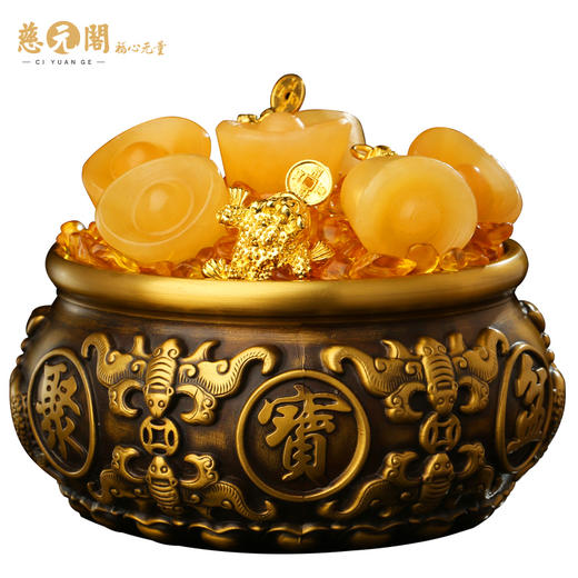 慈元阁黄铜聚宝盆摆件五福临门家用客厅玄关缸装饰礼品 商品图4