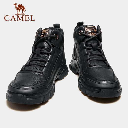 骆驼男鞋2025秋冬真皮高帮马丁靴厚底休闲工装靴户外登山  G13W342035  商品图2