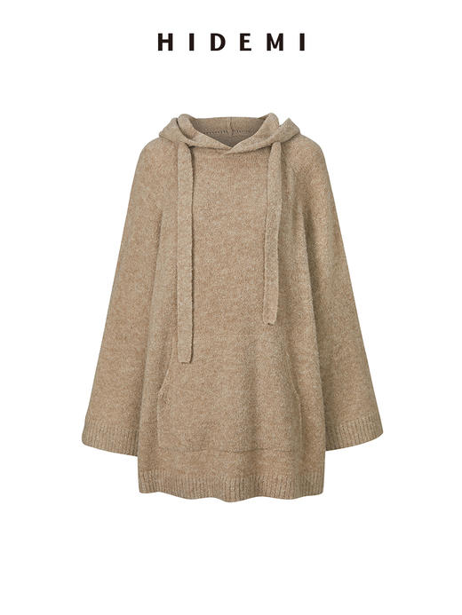HIDEMI 节日系列限定羊驼毛粗针松弛感口袋连帽大毛衣 商品图6