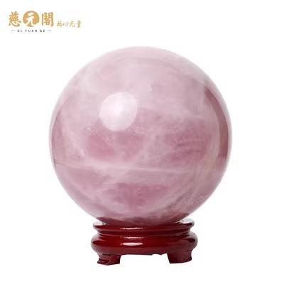 慈元阁定制圆满粉水晶球摆件粉水晶柱客厅家居公司办公室摆设礼物 商品图4