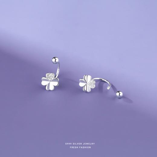 【时光四叶】S999银微镶耳饰【YXS-E3715】 商品图1