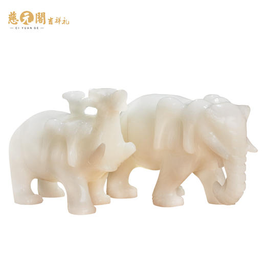 慈元阁定制白玉大象摆件吸水象摆设象家居客厅办公装饰品玉石礼品 商品图4