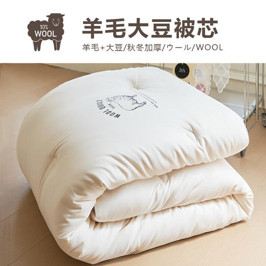 10%羊毛+大豆纤维秋冬加厚保暖被芯立体纯色被子 商品图2