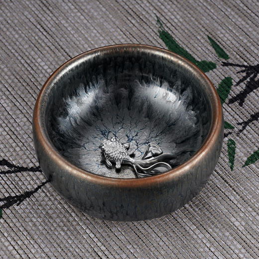 子佩集S990银【河清海晏】茶具【HH001】金鱼茶杯摆件2312 商品图0