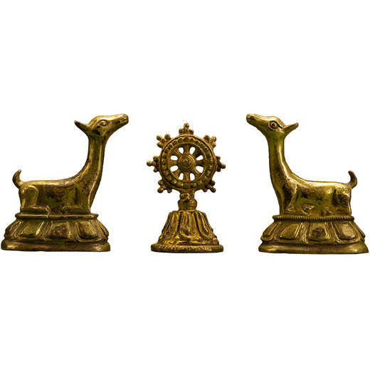 铜鎏金卧鹿及宝轮一组 商品图5