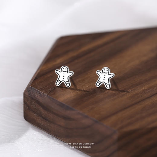 【圣诞专题】S999银足银可爱小熊姜饼人彩灯耳饰【YXS-E3172】 商品图2