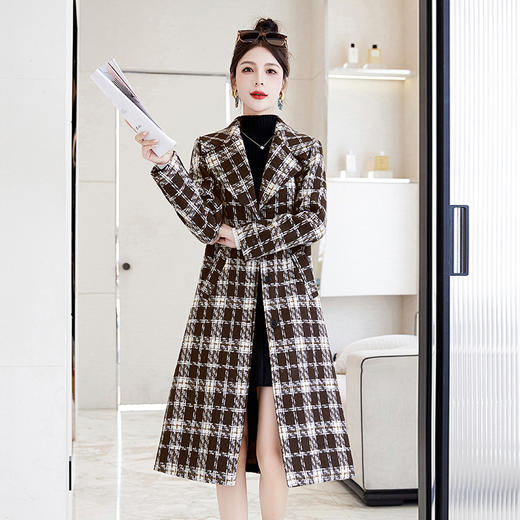 长款毛呢外套韩版时尚名媛小香风呢料大衣HR-WL72029 商品图1