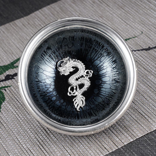 子佩集S990银【微雨清尘】茶具【TZYF038】龙腾茶杯摆件2312 商品图1