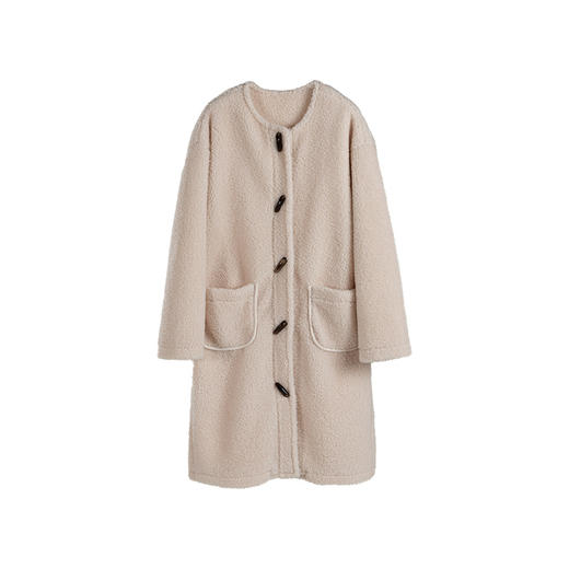 绽放946朵/高端羊羔毛内加摇粒绒加厚保暖中长款米色温柔羊毛外套 商品图3