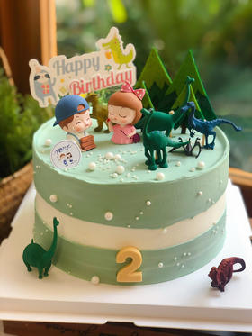 龙凤胎男孩女孩恐龙奶油蛋糕 下单前请仔细阅读商品详情