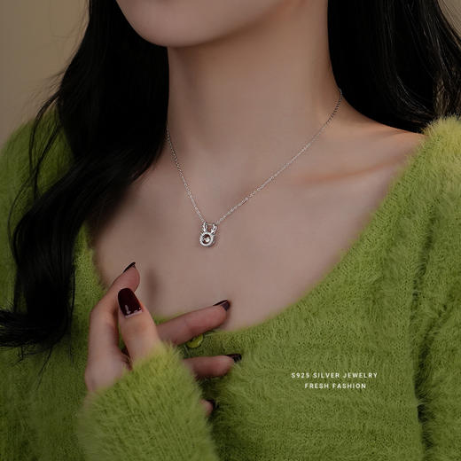 【一鹿相伴】S925银镶钻跳动灵动项链【YXS-A3138】 商品图3