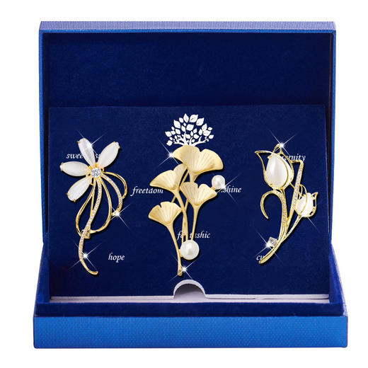 六鑫珠宝 杏好有你小香风胸针三件套 小众气质 商品图4