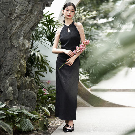西遇新中式无袖改良旗袍连衣裙女新款性感显瘦包臀长裙V0050542 商品图1