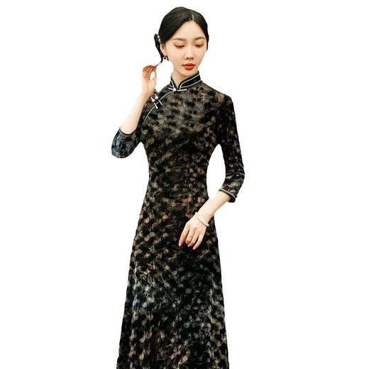 SYG-681秋新款韩国绒连衣裙长袖女高贵气质秋冬长裙子 商品图6