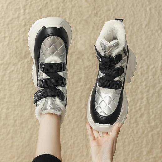 品质好货 | Safiya/索菲娅2023冬季新款百搭加绒厚底老爹保暖棉靴 SF3411A704 商品图8