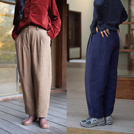 绽放926朵/御寒萝卜裤天宽松遮肉显瘦天丝亚麻加厚保暖休闲裤 商品图0
