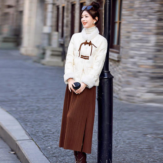 冬季新款，白鸭绒时尚潮流中式复古绣花毛领羽绒服HR-DMGY512 商品图5