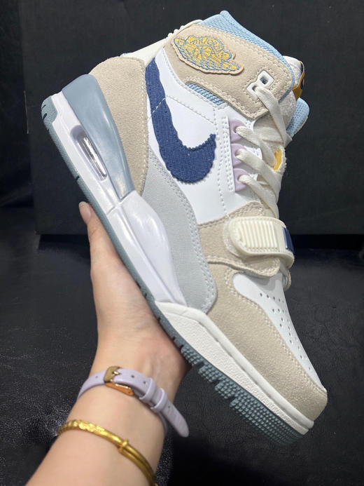 秋冬特惠💰450 Jordan Legacy 312 高帮 复古鎰球鞋 GS 米白蓝 商品图3