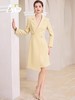 AD米黄色西装连衣裙女主持人上镜连身裙2023新款收腰显瘦西服裙子 商品缩略图0