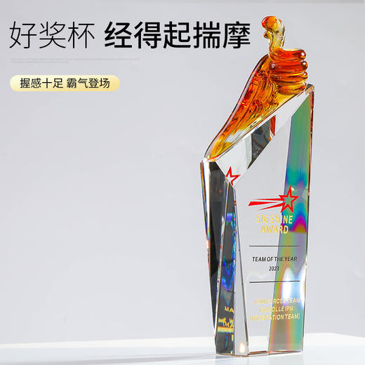 【琉璃】创意新款水晶高档奖杯定制定做玻璃奖牌纪念奖座颁奖刻字 商品图6
