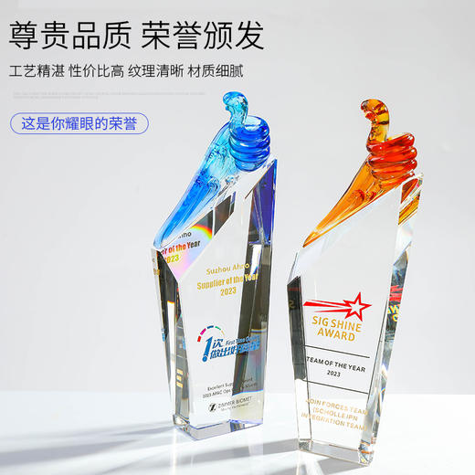 【琉璃】创意新款水晶高档奖杯定制定做玻璃奖牌纪念奖座颁奖刻字 商品图4