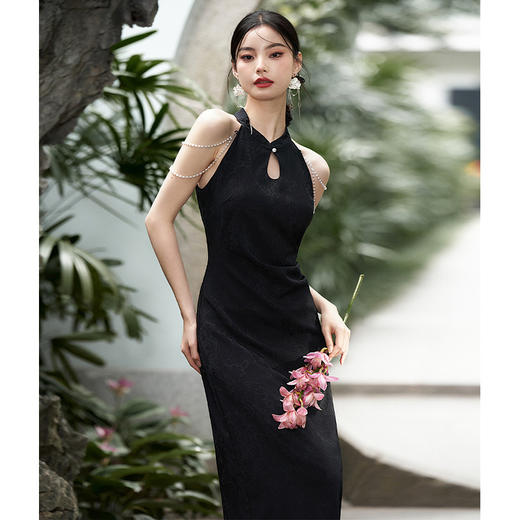 西遇新中式无袖改良旗袍连衣裙女新款性感显瘦包臀长裙V0050542 商品图0