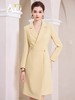 AD米黄色西装连衣裙女主持人上镜连身裙2023新款收腰显瘦西服裙子 商品缩略图4