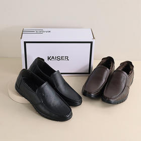 【爆款 72h发货】KAISER凯撒秋冬男士皮鞋丨头层牛皮爸爸鞋，柔软好穿，单里、加绒款，两色可选