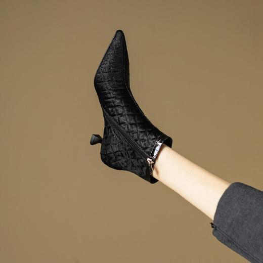 法式尖头猫跟短靴，马毛踝靴复古显瘦靴XKDY-X2175 商品图3