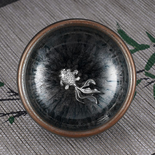 子佩集S990银【河清海晏】茶具【HH001】金鱼茶杯摆件2312 商品图2