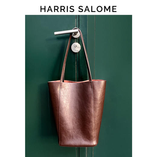 （小眠专属）Harris Salome植鞣皮古朴柔光单肩包简约通勤托特包 商品图5