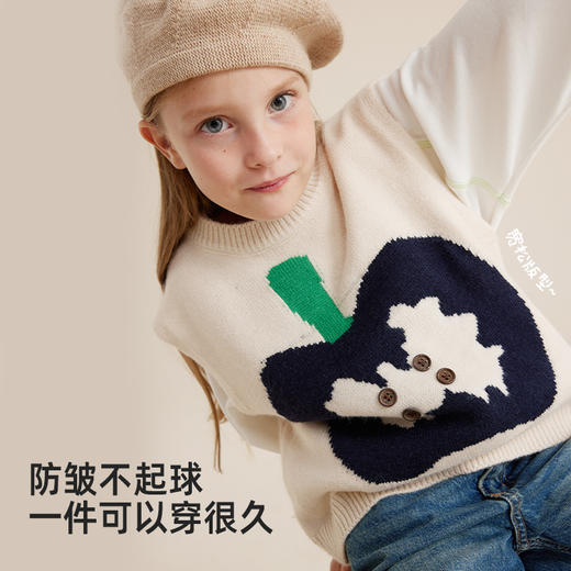 【软糯舒适安哥拉纤绒纱】儿童苹果提花背心毛衣PQMY2316 商品图3