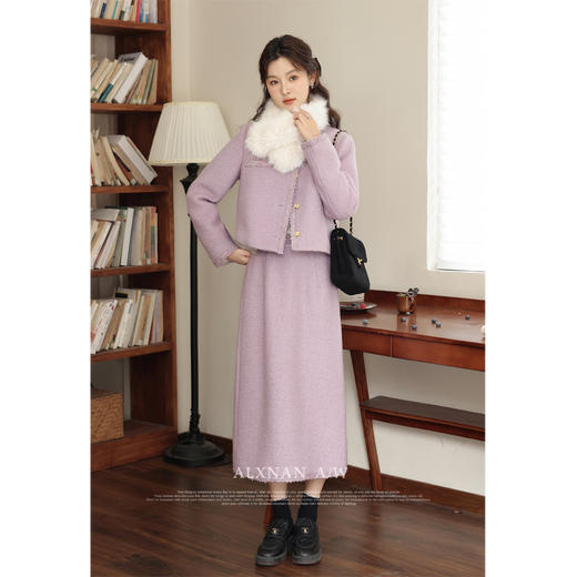 鹿向南《落樱花蕊》  紫色半身裙L33016BQ 商品图4